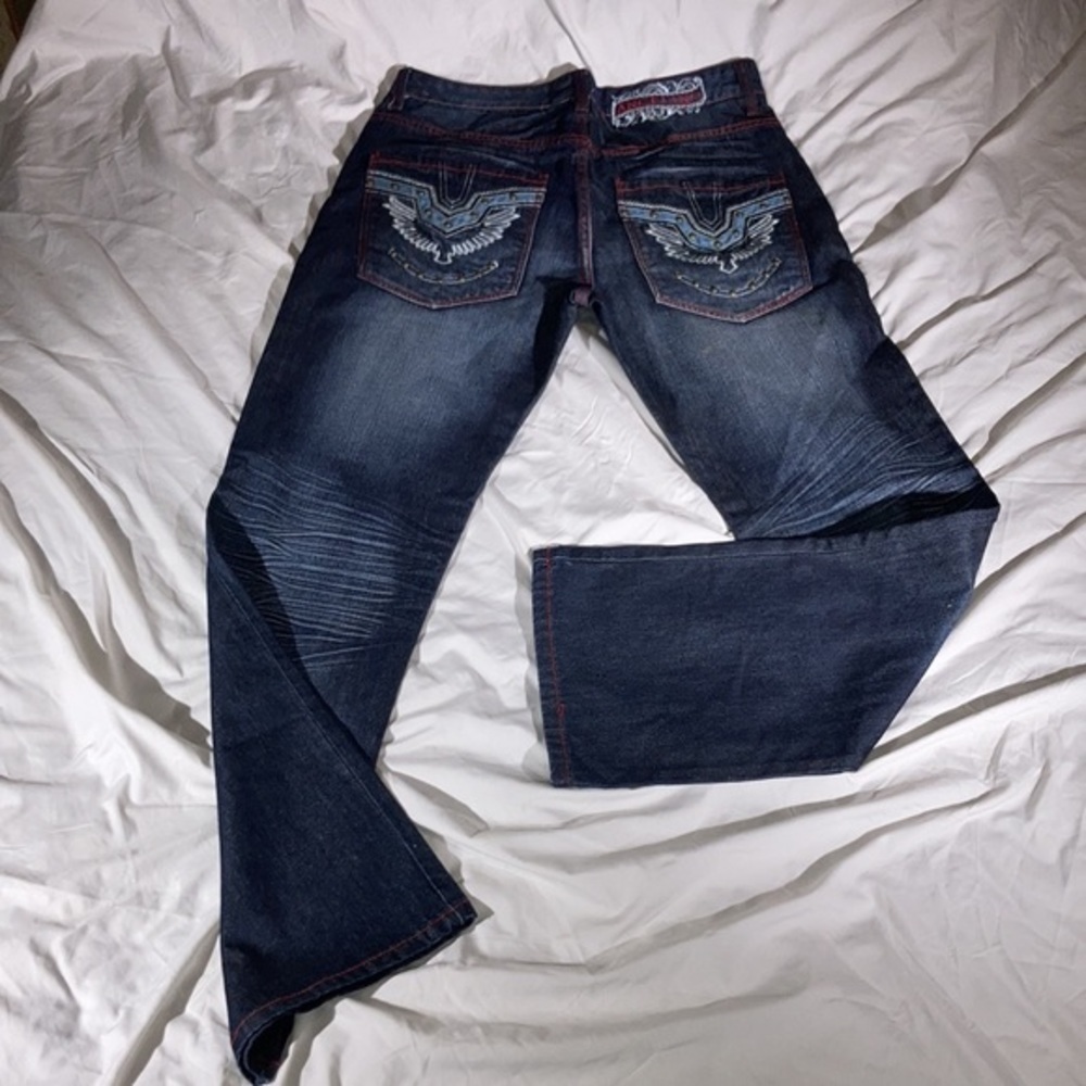 Angelino Men’s Dark Blue Studded & Embroidered Jeans